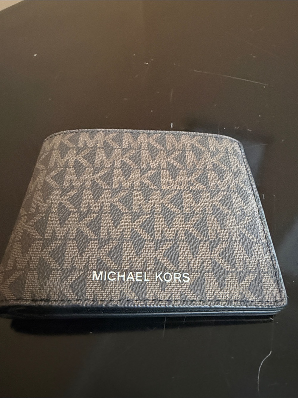 Michael Kors Men's Black and Brown Signature Bifold Wallet